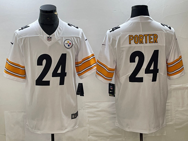 Men's Pittsburgh Steelers #24 Joey Porter Jr. White Vapor Untouchable Limited Stitched Jersey
